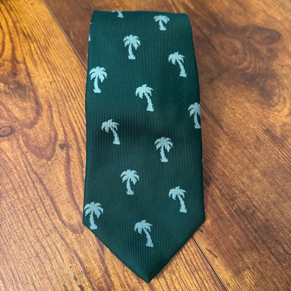 Fil À‎ Fil Vintage Green Palm Tree Silk Tie Handmade France Novelty